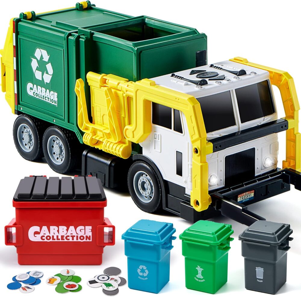 JOYIN Large Friction Powered Garbage Truck Toy Set