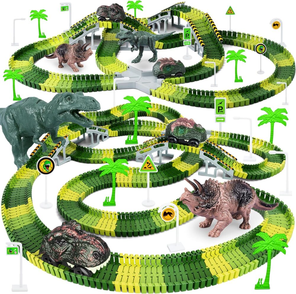 Dinosaur Toys, 252 PCS Create A Dinosaur World Road Race Tracks