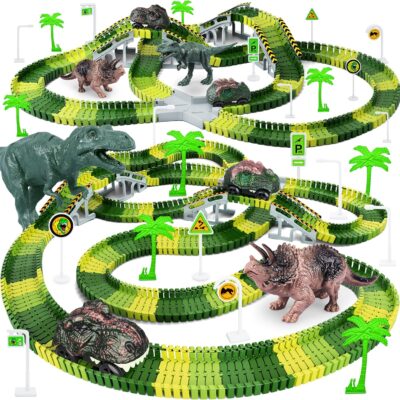 Dinosaur Toys, 252 PCS Create A Dinosaur World Road Race Tracks